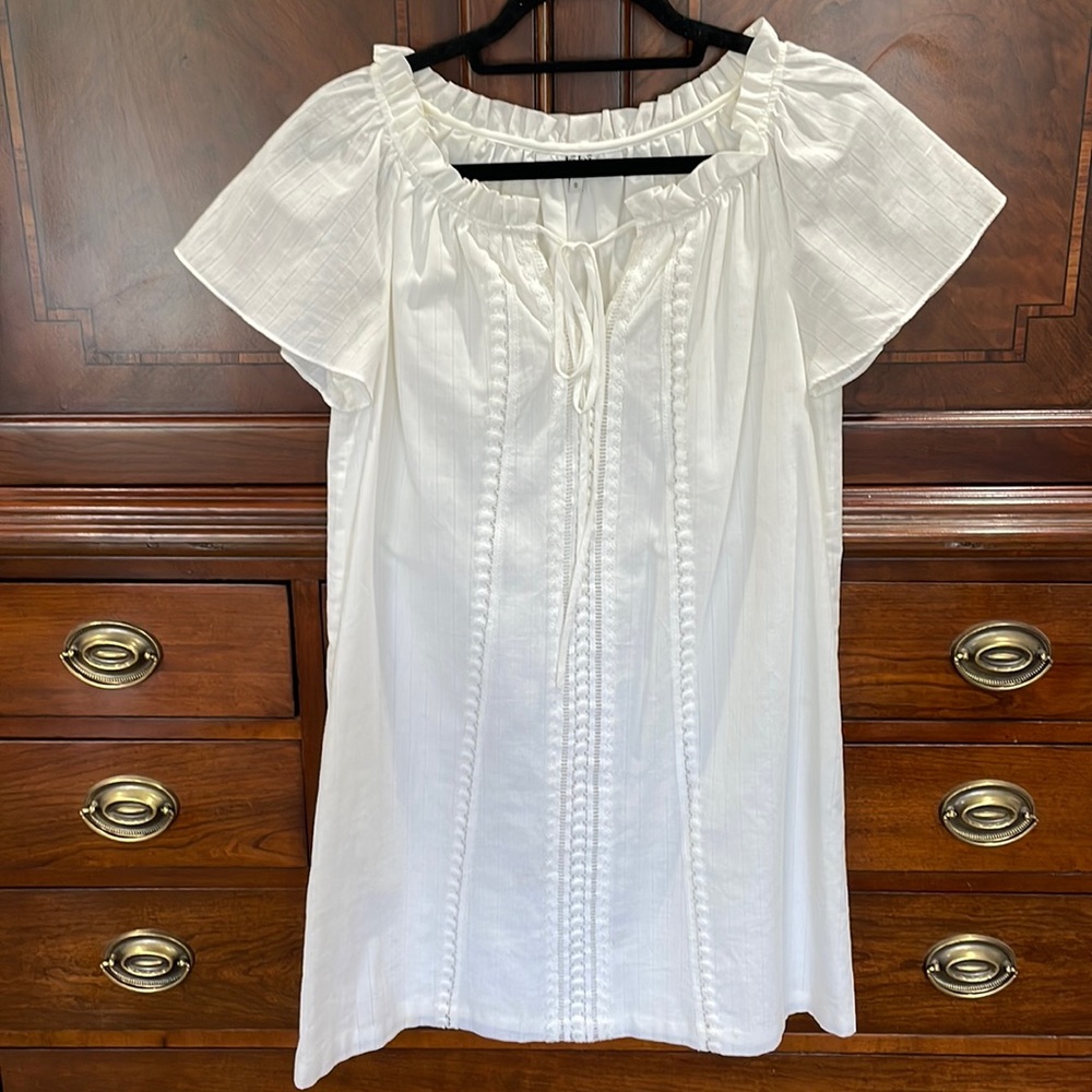 Light Ivory Tibi Cap sleeve Dress, Small